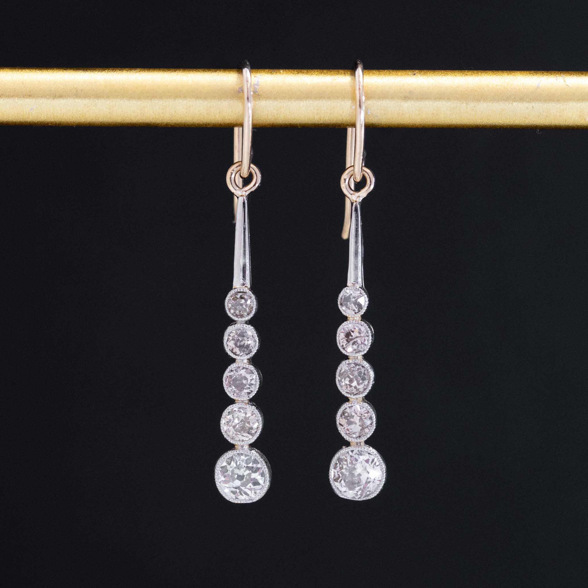 .92ctw Old European Cut Diamond Dangle Conversion Earrings