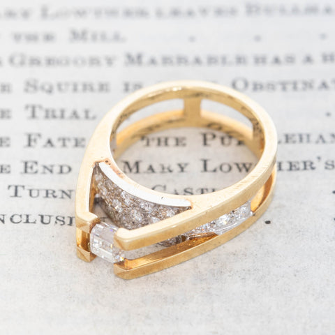 Vintage 1980s diamond statement ring with pavé-set underside