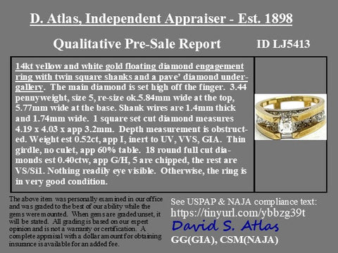 .92ctw Vintage Asscher Cut Diamond Tension-set Ring