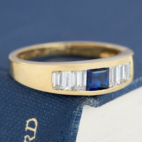 .92ctw Vintage Sapphire & Step Cut Diamond Band, by Cartier