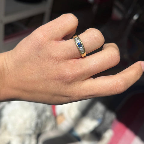 .92ctw Vintage Sapphire & Step Cut Diamond Band, by Cartier