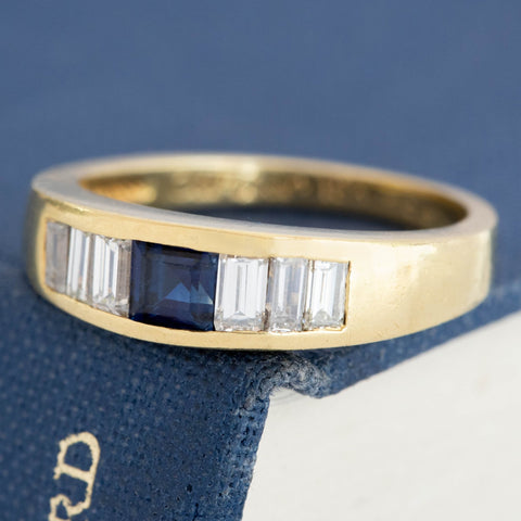 .92ctw Vintage Sapphire & Step Cut Diamond Band, by Cartier