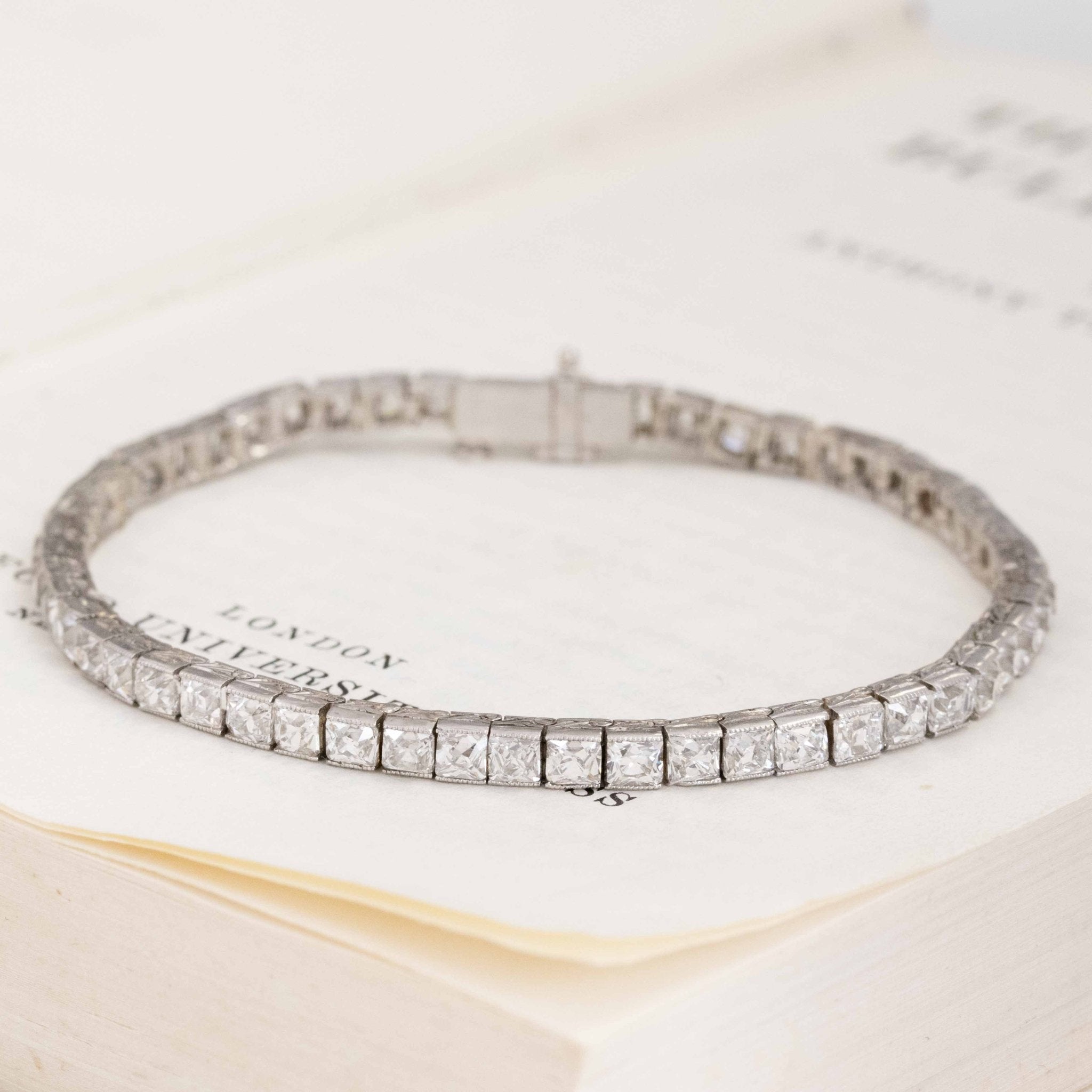 9.30ctw Art Deco French Cut Diamond Block Bracelet