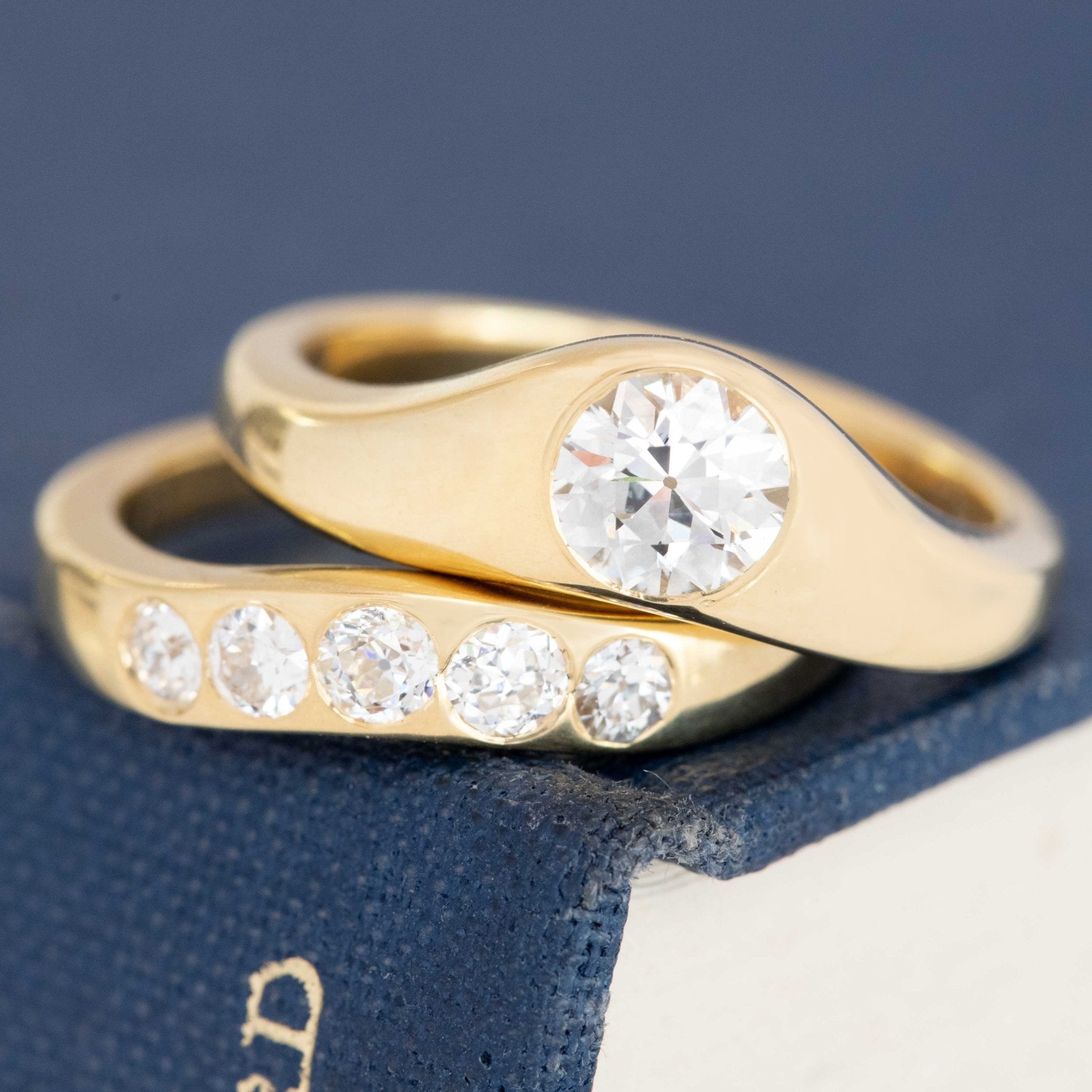 .93ct Old European Cut Diamond Wedding Set, GIA J VS1