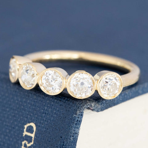 .93ctw Old European Cut Diamond Bezel 5-Stone Band