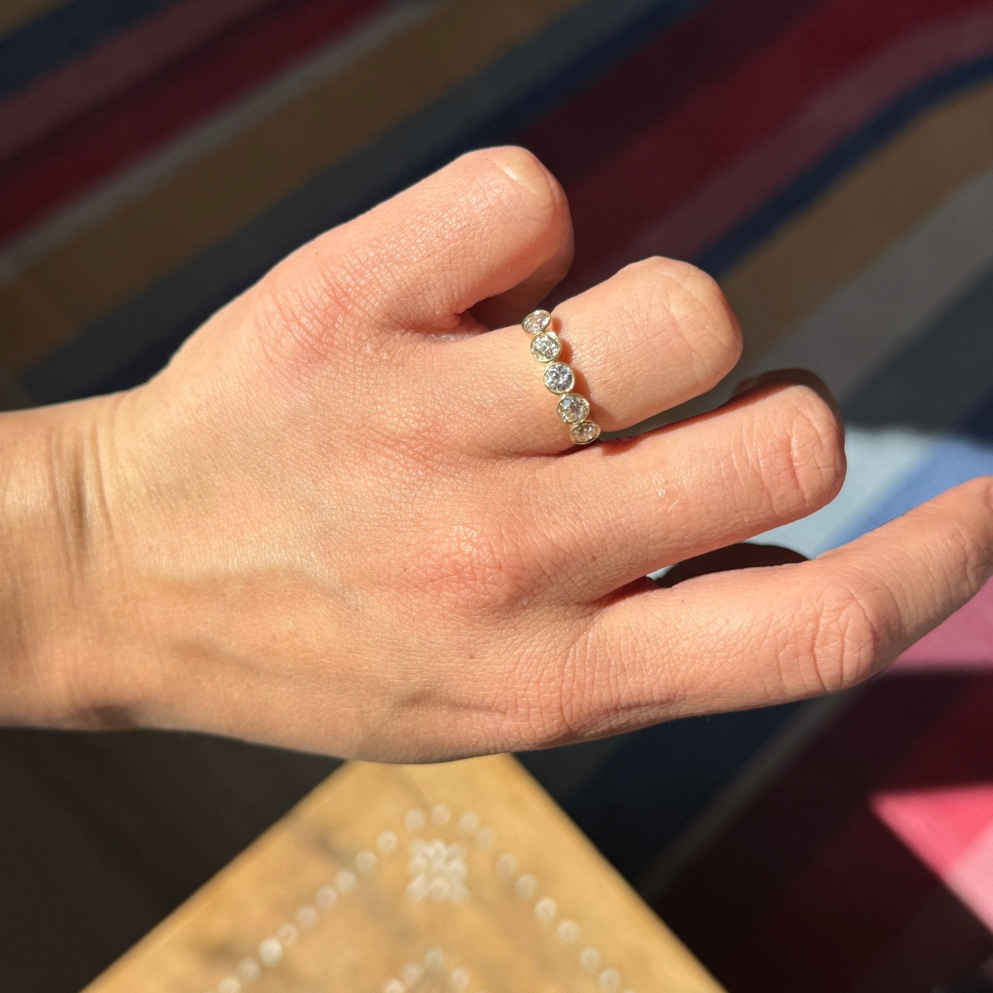 .93ctw Old European Cut Diamond Bezel 5-Stone Band