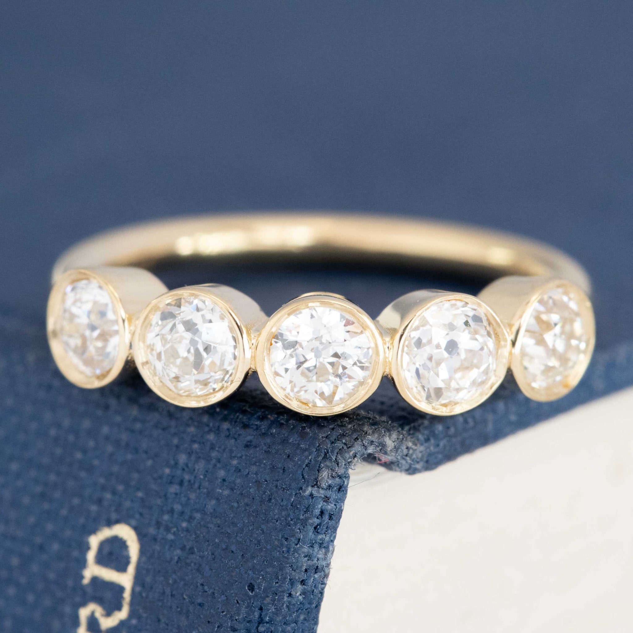 .93ctw Old European Cut Diamond Bezel 5-Stone Band