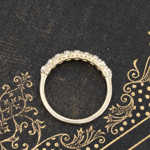 Side view of .93ctw Old Mine Cut Diamond Half-Hoop Band, vintage-inspired band with Old Mine Cut Diamonds, crafted in yellow gold