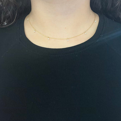 .93ctw Round Briolette Cut Diamond Drop Station Necklace