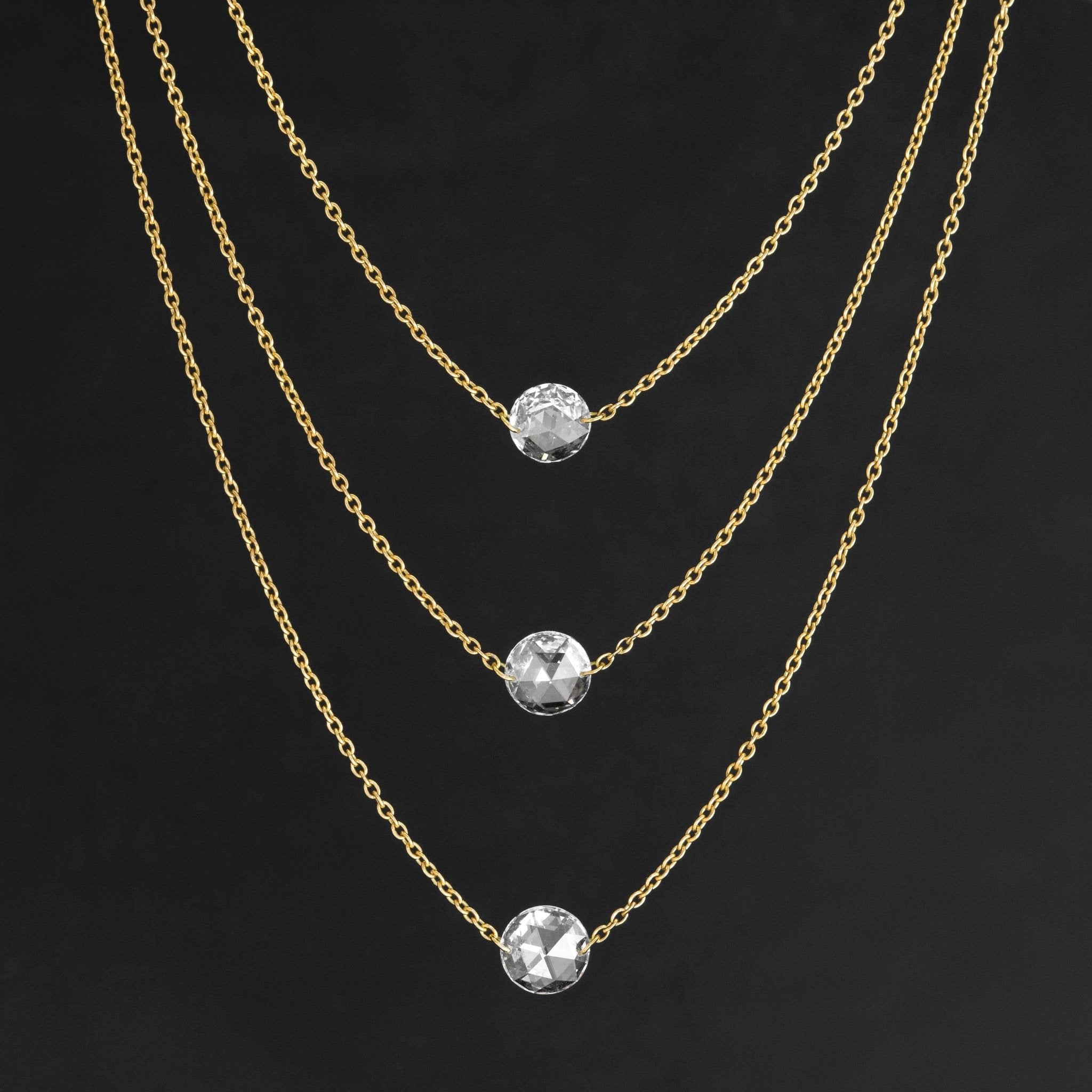 .93ctw Round Rose Cut Diamond Triple Strand Necklace