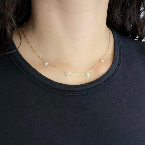 .93ctw Star Shape Pierced Diamond Station Necklace