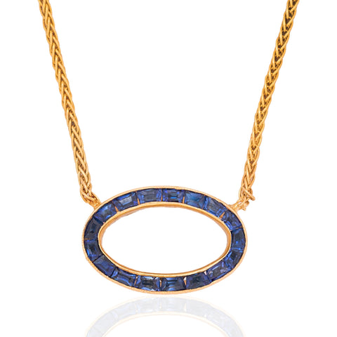.93ctw Vintage Sapphire Oval Pendant