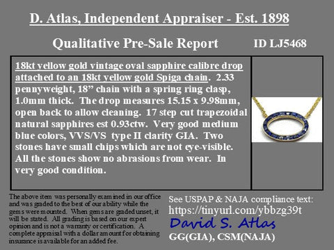 .93ctw Vintage Sapphire Oval Pendant