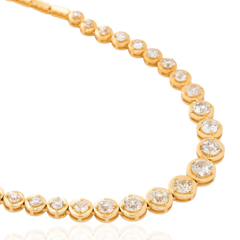 9.47ctw Old European Cut Diamond Riviere Necklace