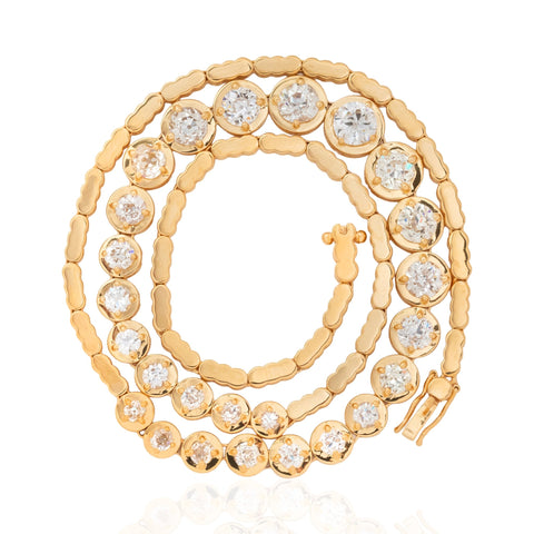 9.47ctw Old European Cut Diamond Riviere Necklace