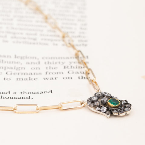 .94ctw Antique Diamond & Emerald Conversion Pendant