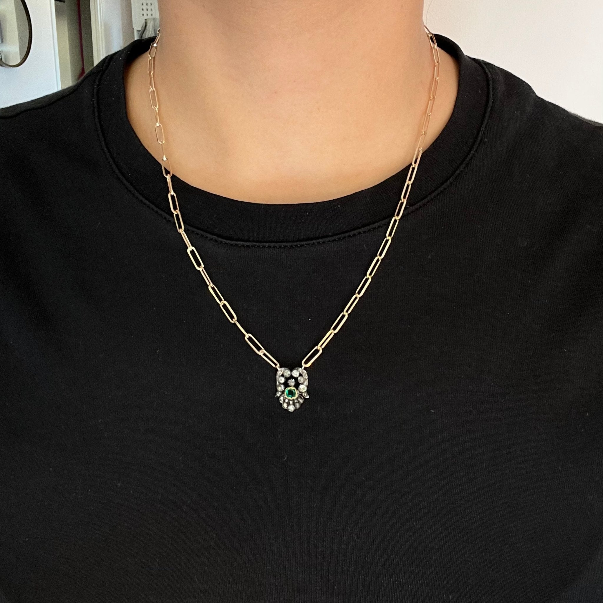 .94ctw Antique Diamond & Emerald Conversion Pendant