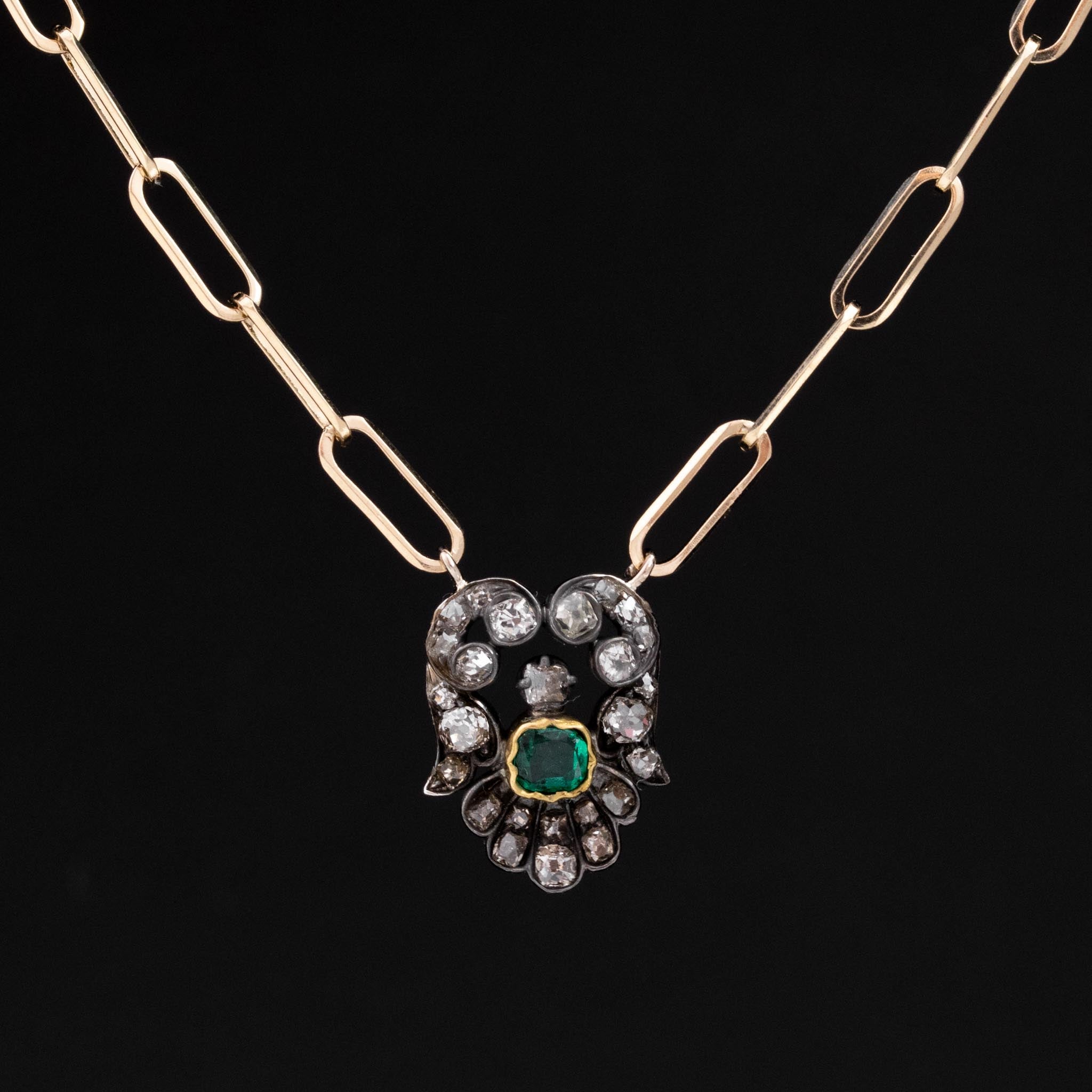 .94ctw Antique Diamond & Emerald Conversion Pendant