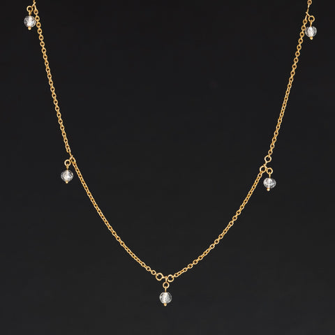 .94ctw Round Briolette Cut Diamond Station Necklace