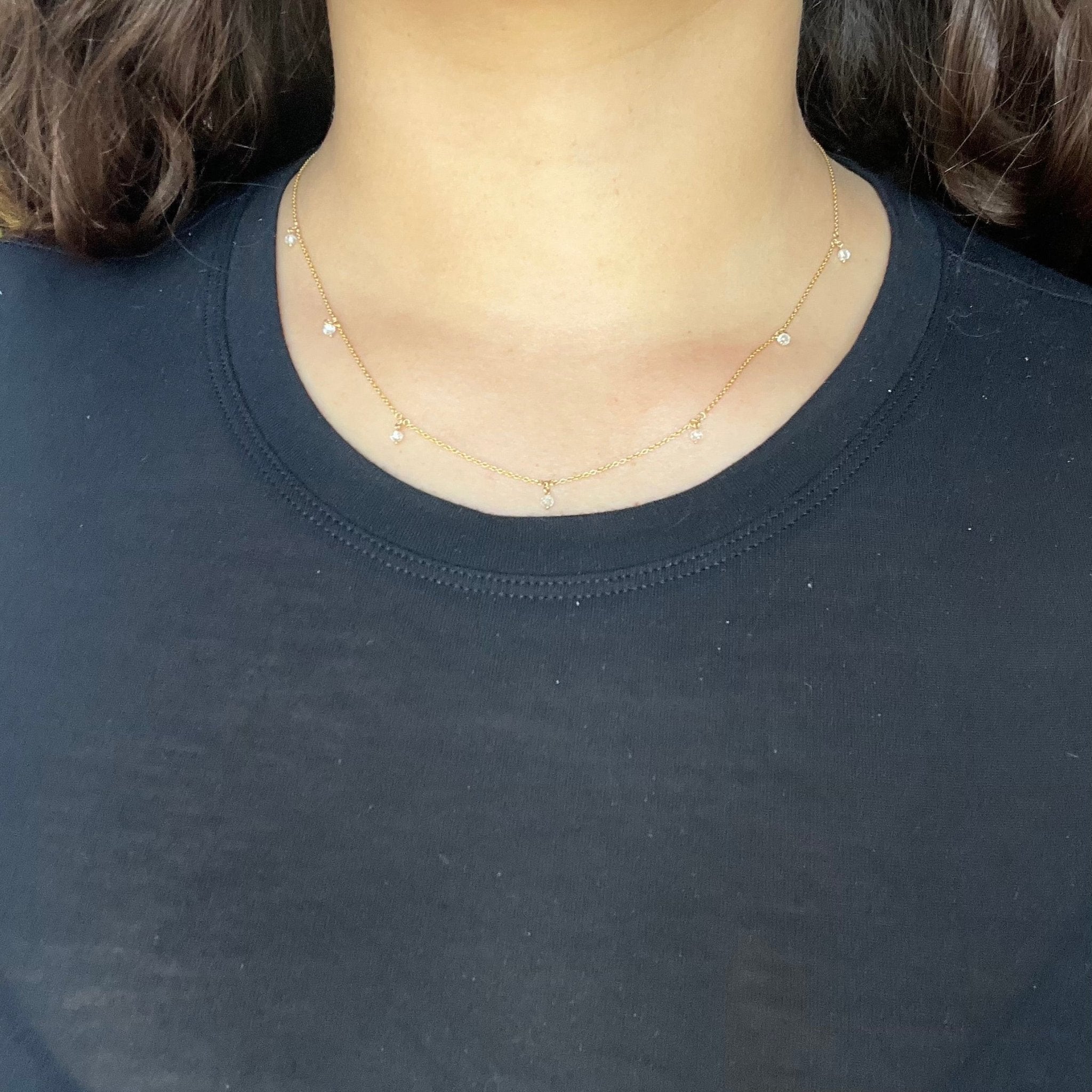 .94ctw Round Briolette Cut Diamond Station Necklace