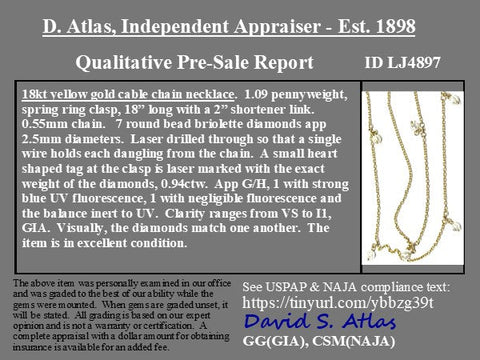 .94ctw Round Briolette Cut Diamond Station Necklace