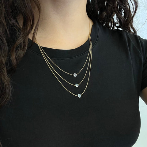 .94ctw Round Rose Cut Diamond Triple Row Necklace