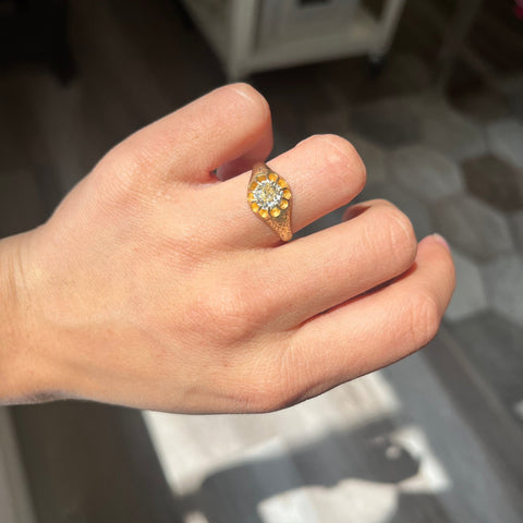 .95ct Victorian Old European Cut Diamond Belcher Solitaire