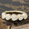 .96ctw Heart Cut Diamond Bezel 5-Stone Band with Antique Diamonds in yellow gold, antique-inspired one-of-a-kind wedding band