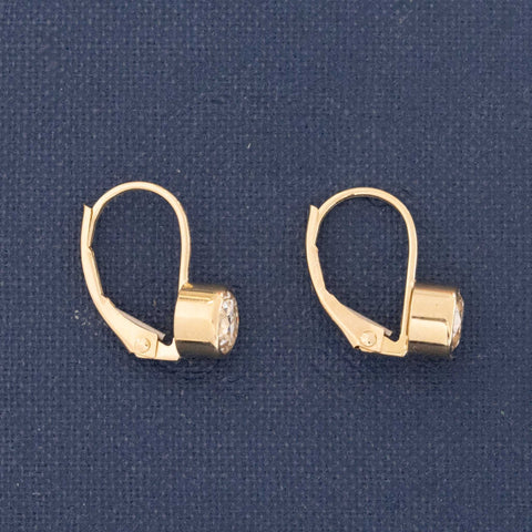 .96ctw Old European Cut Diamond Bezel Drop Earrings