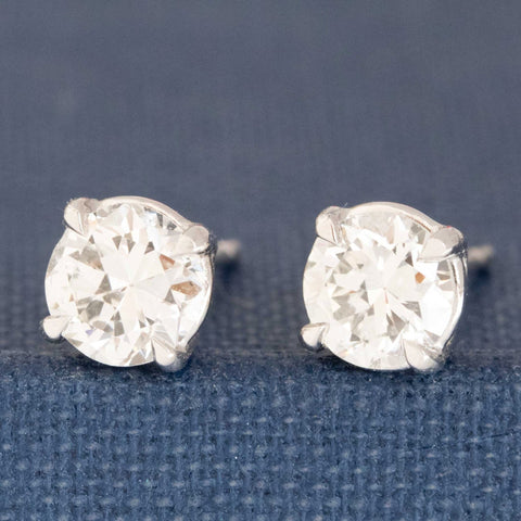 .96ctw Old European Cut Diamond Stud Earrings