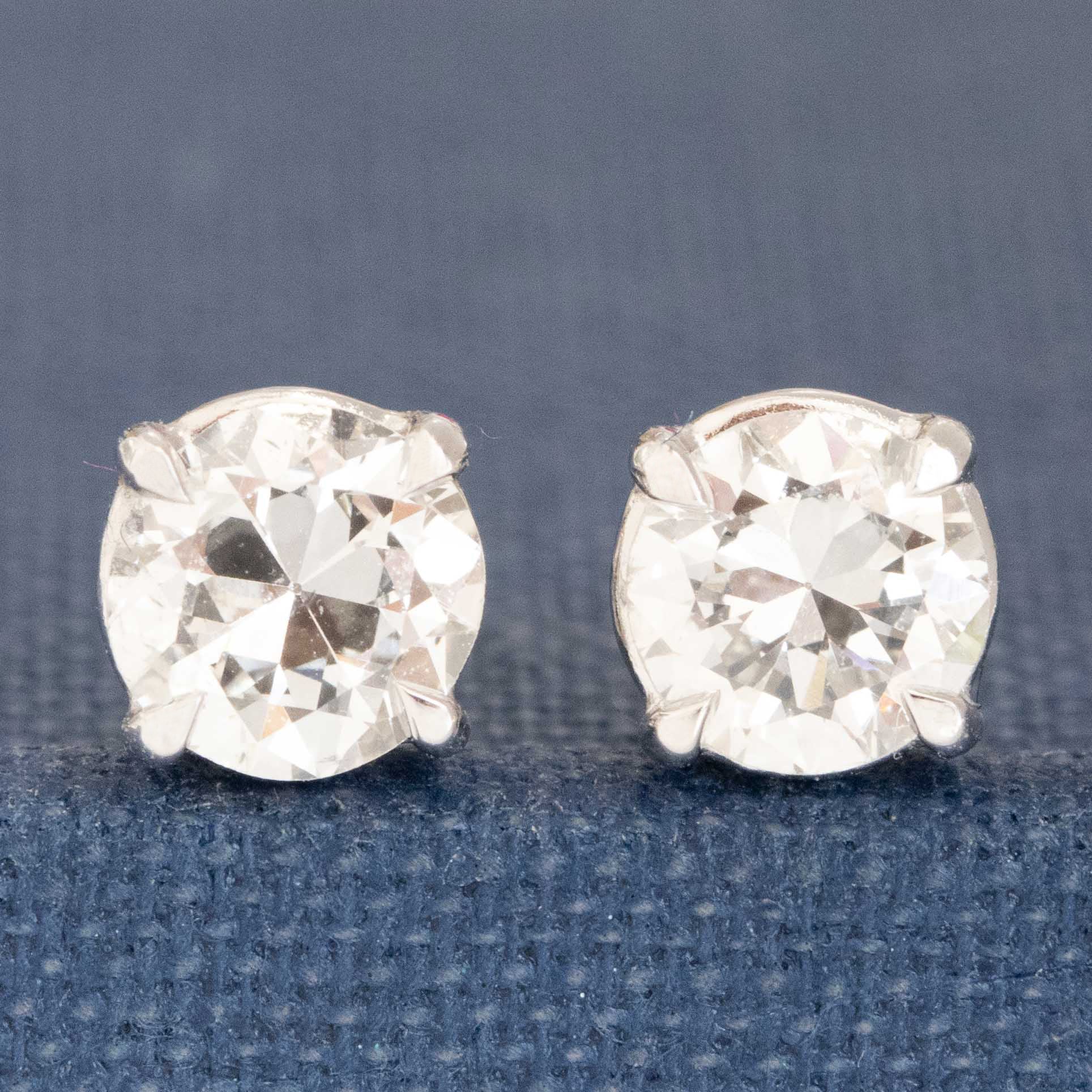 .96ctw Old European Cut Diamond Stud Earrings