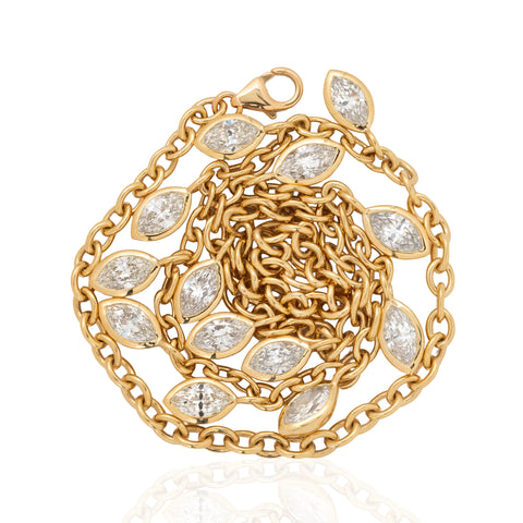 9.76ctw Marquise Cut Diamond Bezel Drop Necklace