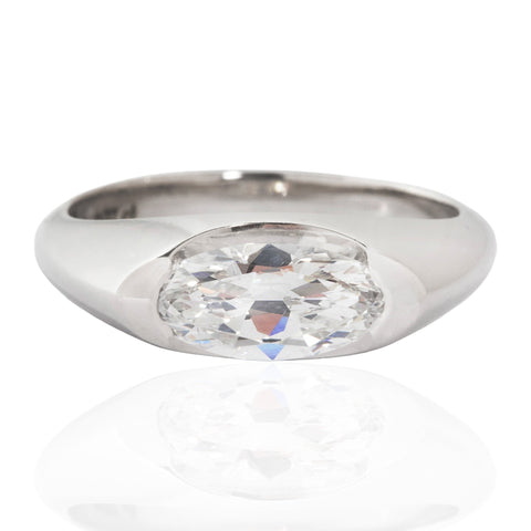 .97ct Oval Cut Diamond Half-Bezel Solitaire, GIA