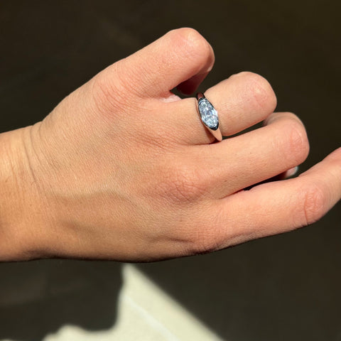 .97ct Oval Cut Diamond Half-Bezel Solitaire, GIA