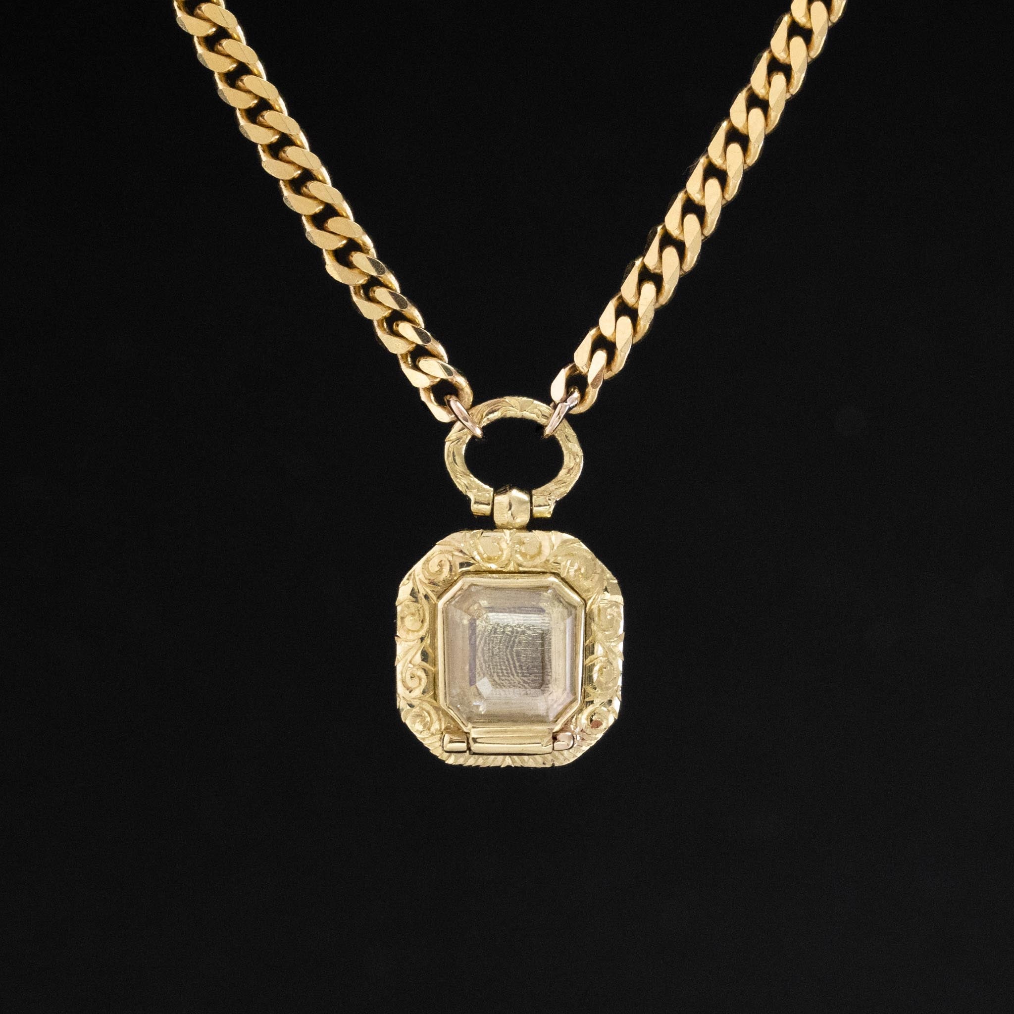 .97ct Square Portrait Cut Diamond Locket Necklace, GIA