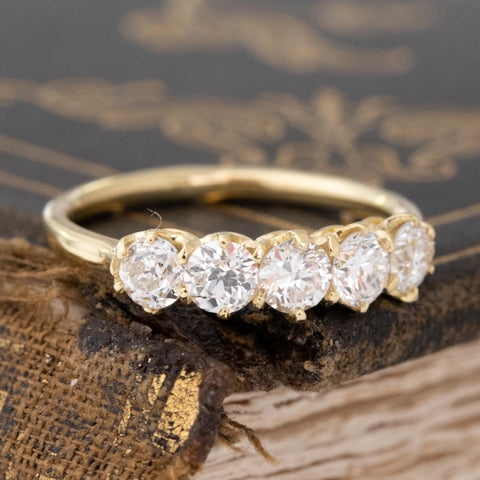 .97ctw Old European Cut Diamond 5-Stone Band