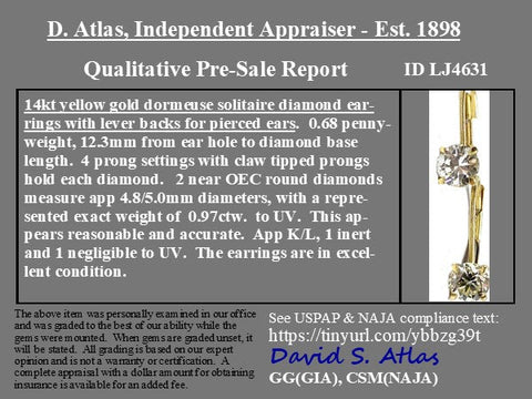 .97ctw Old European Cut Diamond Dormeuse Earrings