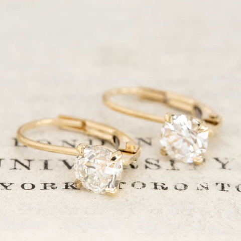 .97ctw Old European Cut Diamond Dormeuse Earrings