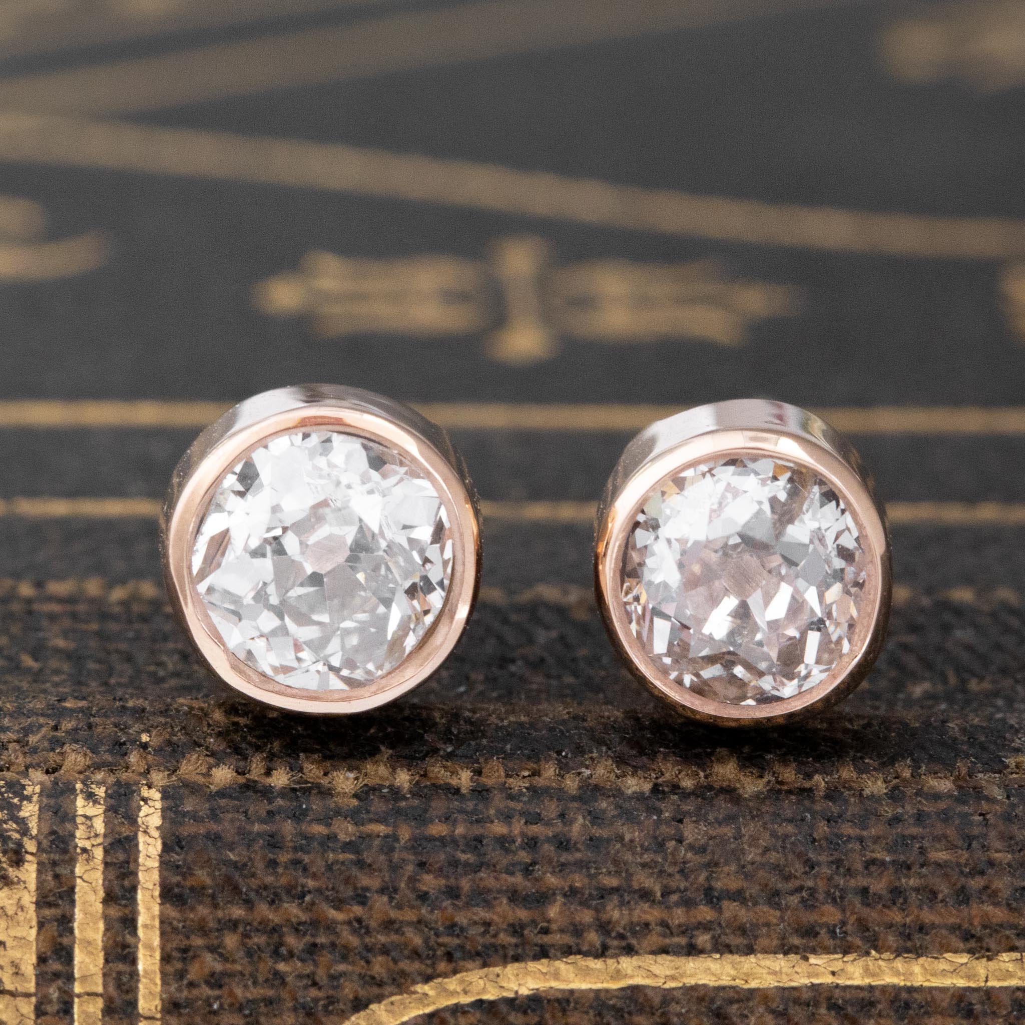 .97ctw Old European Cut Diamond Stud Earrings