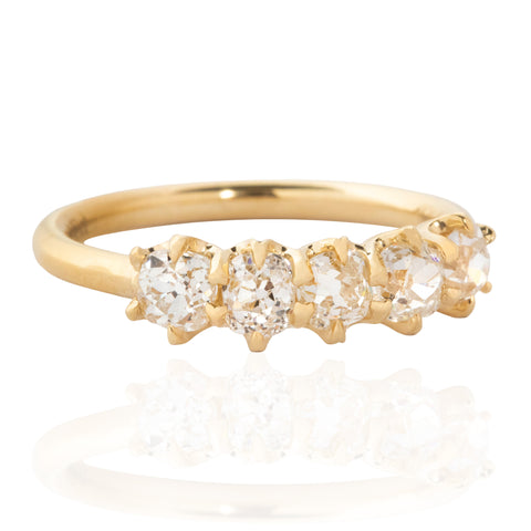 .97ctw Old Mine Cut Diamond 5-Stone Band
