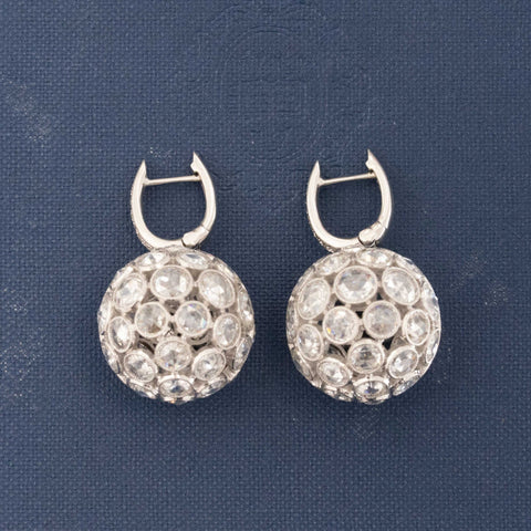 9.84ctw Rose Cut Diamond Disco Ball Earrings