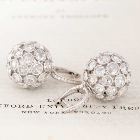 9.84ctw Rose Cut Diamond Disco Ball Earrings
