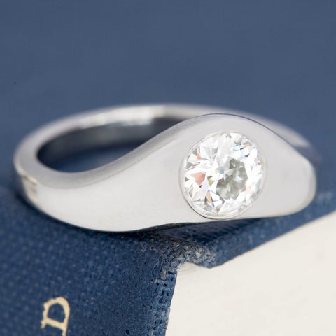.98ct Old European Cut Diamond Wedding Set, GIA H VS1