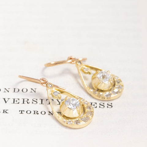 .98ctw Antique Old Cut Diamond Drop Earrings