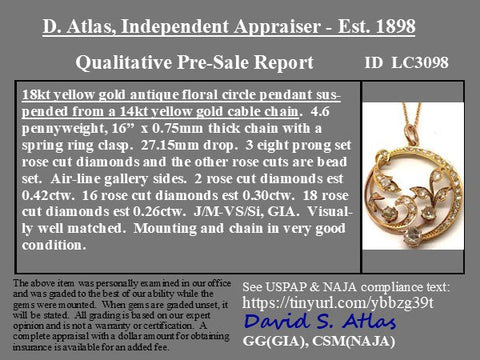 .98ctw Antique Rose Cut Diamond Pendant