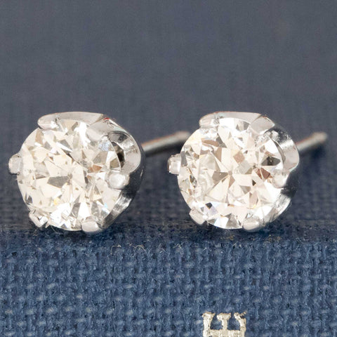 .98ctw Old European Cut Diamond Stud Earrings