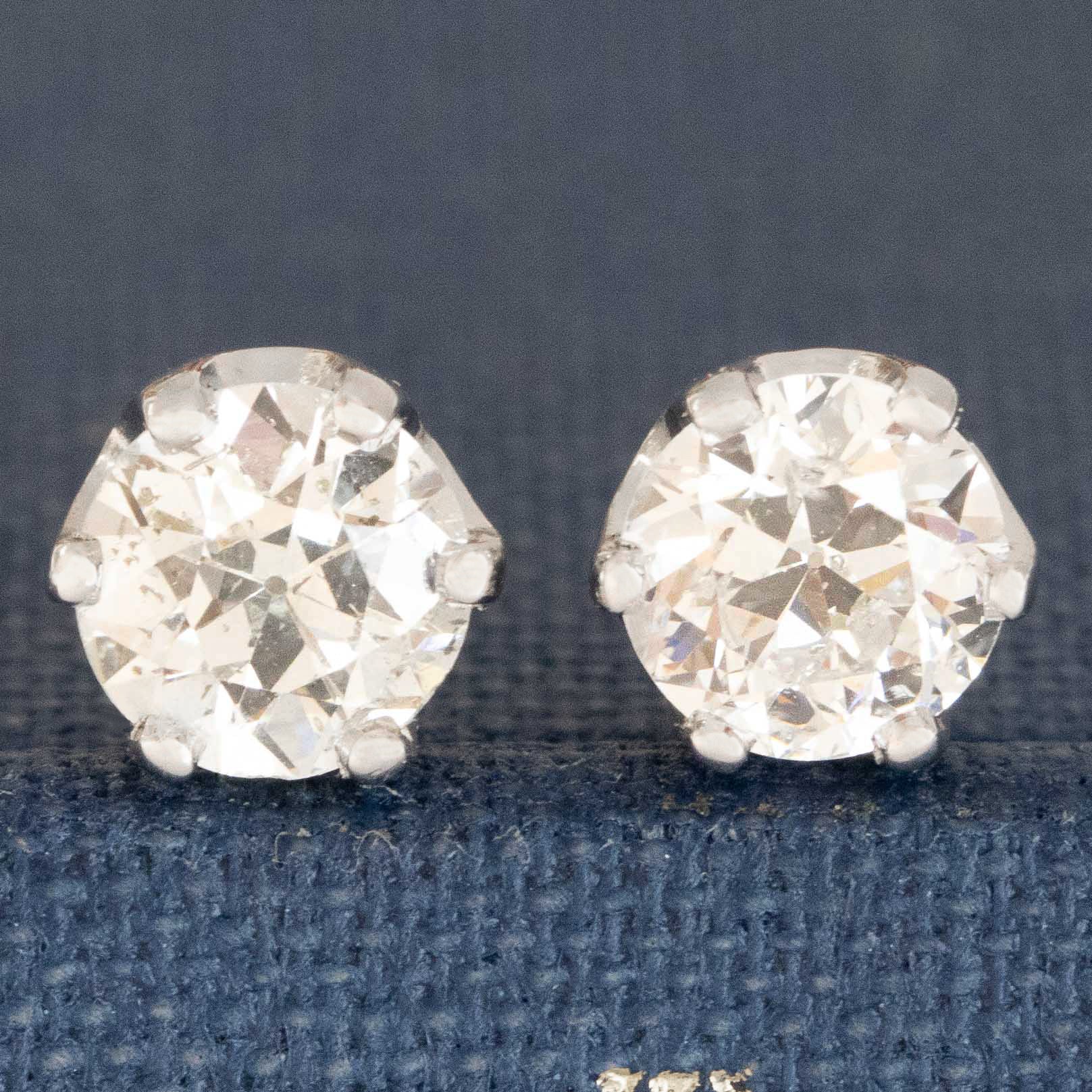 .98ctw Old European Cut Diamond Stud Earrings