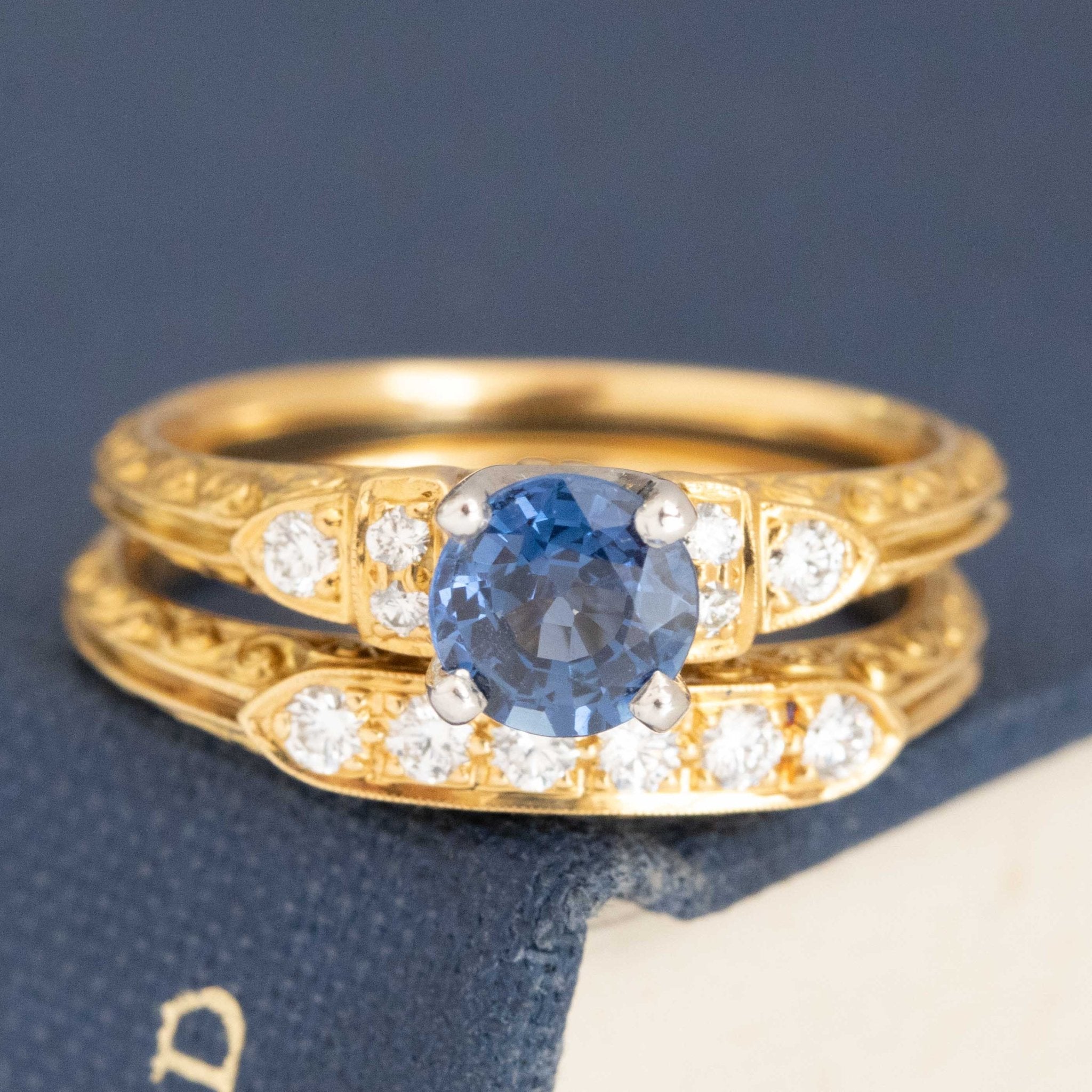 .98ctw Sapphire & Diamond Wedding Set by Van Craeynest