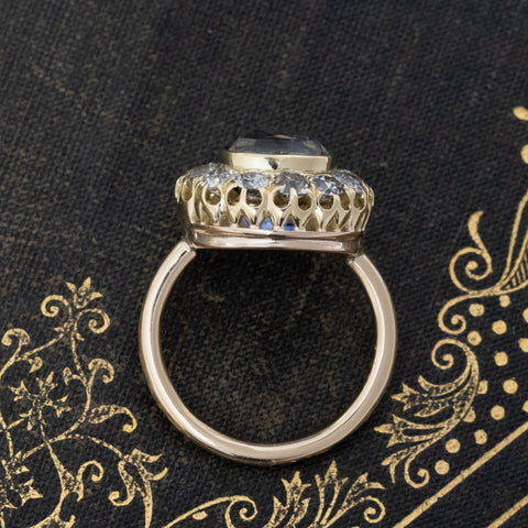 9.90ctw Victorian Diamond & Sapphire Cluster Ring
