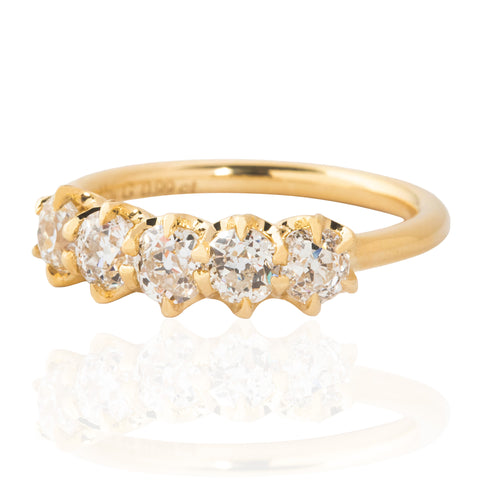 .99ctw Old Mine Cut Diamond 5-Stone Band